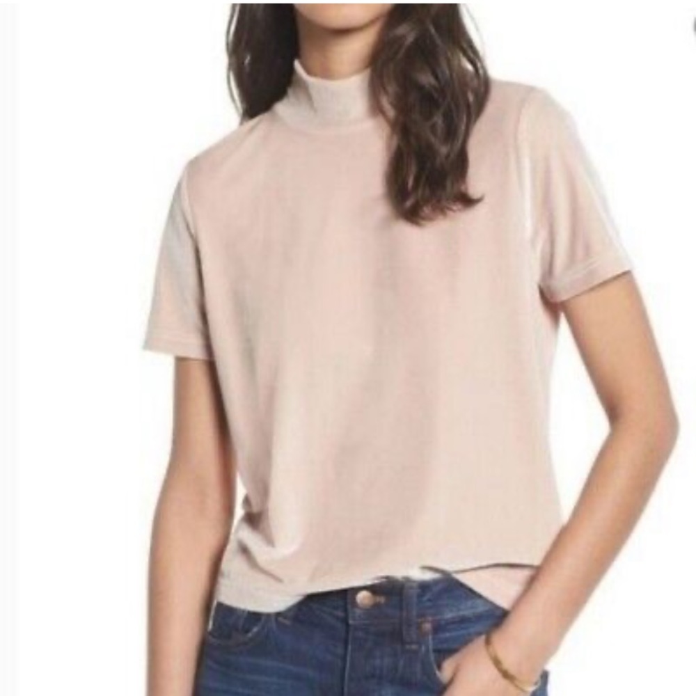 Madewell Velvet Short Sleeve Turtleneck